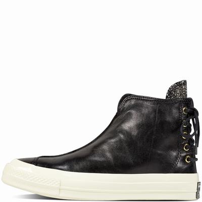 Converse Chuck Taylor All Star '70 Leather And Shimmer Punk Boot High Tops Womens - Black/Black Shoes (880JHSQX)